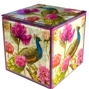 Peacock Beveled Glass Jewelry Trinket Box